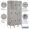 Salsbury Industries Wardrobe Locker, 45" W, 18" D, 78" H, (3) Wide, (9) Openings, Gray 53368GY-U - alternate 4